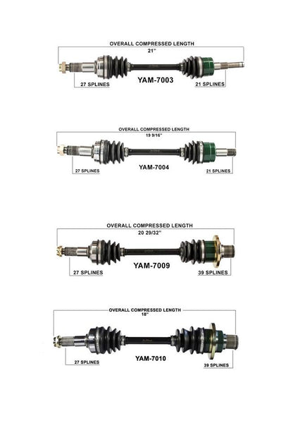 03-08 Yamaha Grizzly 660 All (4) CV Axle Shaft Complete