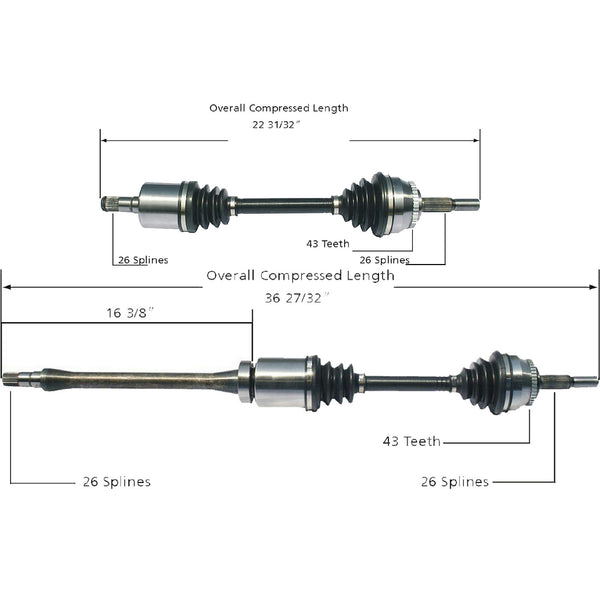 Front Left & Right CV Shaft Axle Joint Volvo 2001-2004 S40 V40 1.9L Turbo