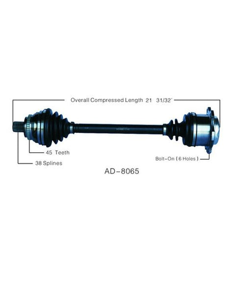 1993-1995 Audi 90 Non Q M/T P/S CV Drive Axle Shaft REF# 808076 AD8065
