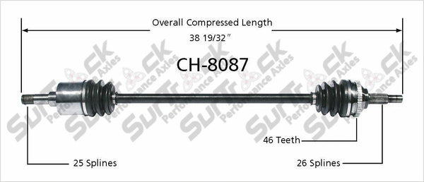 CH-8087 CV Drive Axle Shaft Brand New Premium Quality