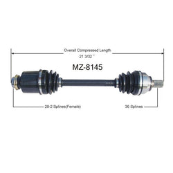 2004-01/06/2005 Mazda 3 2.0L 2.3L M/T New P/S CV Drive Axle Shaft MZ8145