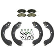 Fits 2008-2013 Jeep Patriot Front Brake Pads & Rear Brake Shoes & Hardware Kit