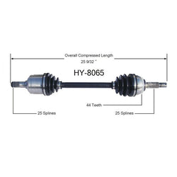 ELANTRA 1999-2000 y TIBURON 1999-2001 Eje CV del lado del conductor