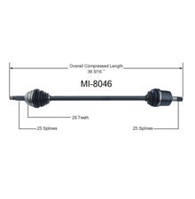 ELANTRA 1996-1998 y TIBURON 1997-1998 Eje CV del lado del pasajero delantero