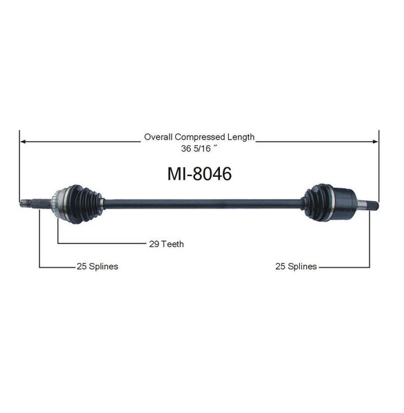 ELANTRA 1996-1998 & TIBURON 1997-1998 Front Passengers Side CV Axle Shaft