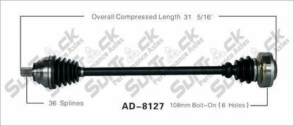 SurTrack AD-8127 Passengers Side CV Axle Shaft ( Check Info )