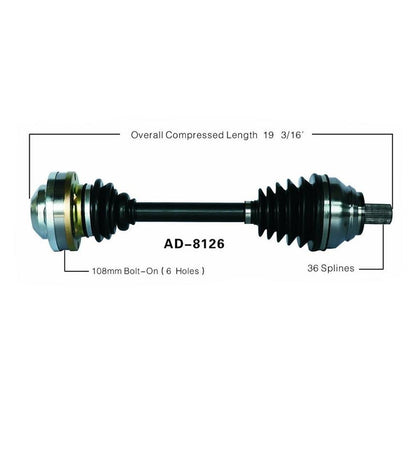 A3 06-12 CC 12 EOS 07-09 GOLF 06-07 GTI 08-11 JETTA 05-10 PASSAT 06-12 D/S AXLE