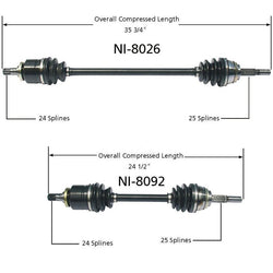 Sure Trac NEW P/S & D/S CV Drive Axle Shaft NI8092 NI8026