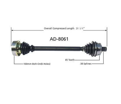 Se adapta al eje de transmisión CV del lado del conductor de transmisión manual Audi A4 Quattro 2.8L 96-01.