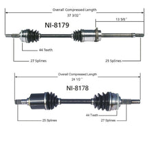 Eje de transmisión delantero P/S D/S CV 99-02 Modelo base compatible con Infiniti G20 sin Touring
