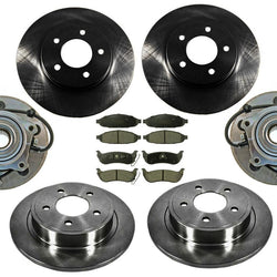 04-06 Pacifica All 4 Rotors With Ceramic Pads Plus 2 Front Hub Wheel Bearings