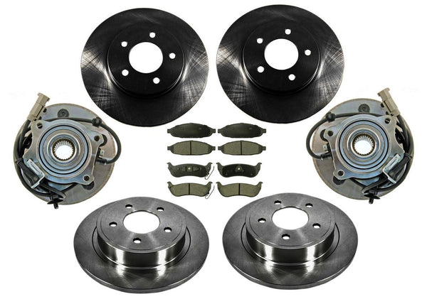 04-06 Pacifica All 4 Rotors With Ceramic Pads Plus 2 Front Hub Wheel Bearings