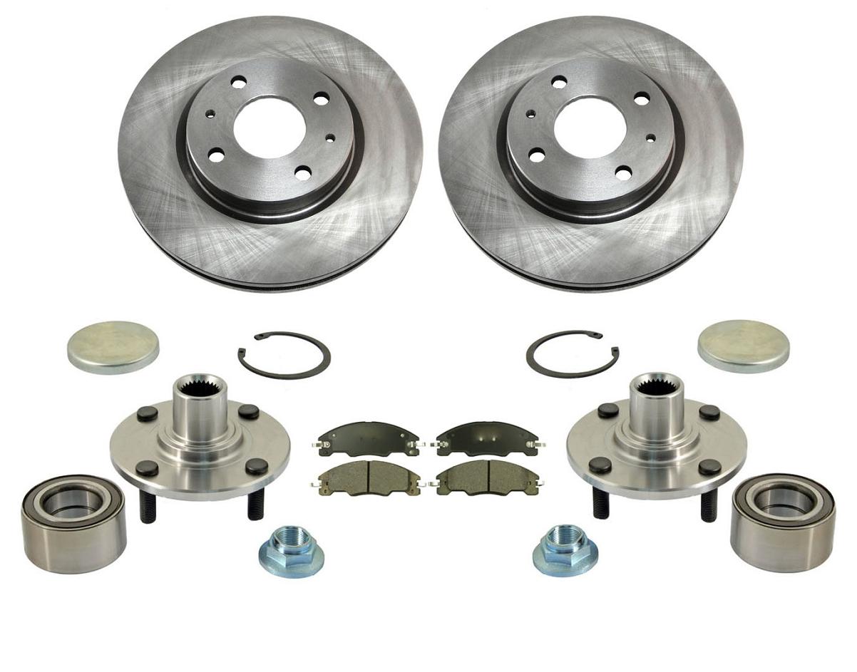 08-11 Focus (2) Front Brake Rotors & Ceramic Pads With (2) Frt Hub & Bearings