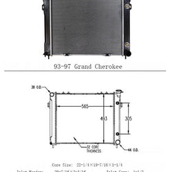 New Cooling Radiator REF# OR1394 fits 93-97 Jeep Grand Cherokee 5.2L V8