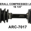 98 99 00 01 Arctic Cat 250 300 400 500 4X4 CV Axle Shaft Complete Front Driver