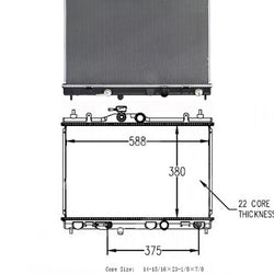 Vista Pro 438458 Radiador 07-2011 Versa con transmisión variable