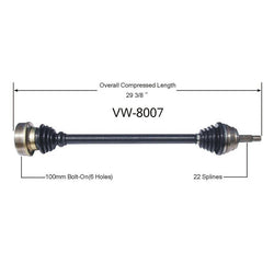 CABRIOLET 1985-1993 SCIROCCO 1985-1988 Passenger Side Cv Shaft Axle