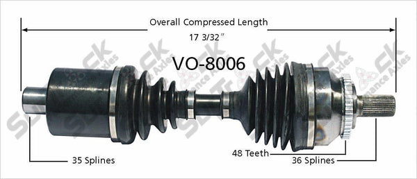 SurTrack VO-8006 CV Axle Shaft, Front Left Fits Drivers Side FWD Models Only