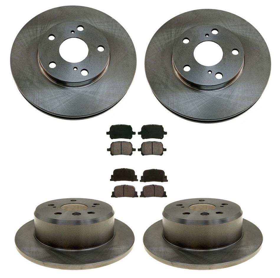 Fits For 2000 2001 Lexus ES300 Frt & Rr Disc Brake Rotors & Ceramic Brake Pads