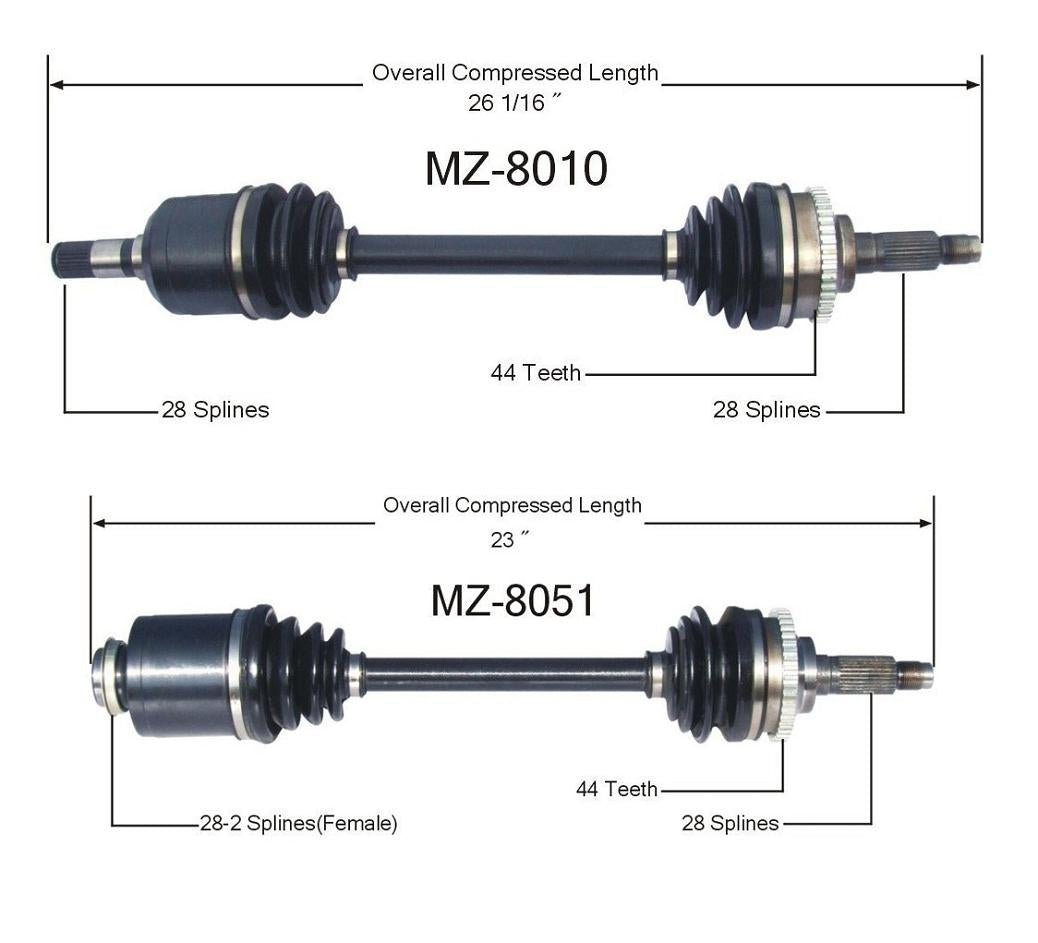 95-02 Millenia 2.5L Ejes de eje CV delantero para conductor y pasajero