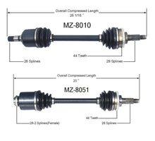 95-02 Millenia 2.5L Ejes de eje CV delantero para conductor y pasajero