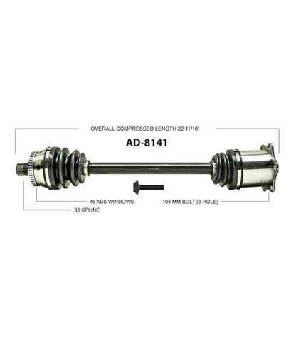 A4 QUATTRO 06-08 & S4 04-09 A/T Front Driver Side CV Shaft Axle