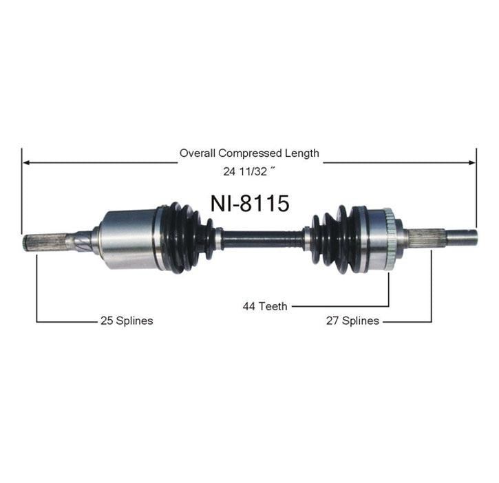 Eje de transmisión CV NI8115 del lado del conductor para Infiniti G20 Touring A/T 99-02