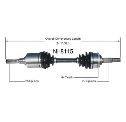 Eje de transmisión CV NI8115 del lado del conductor para Infiniti G20 Touring A/T 99-02