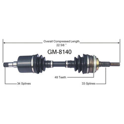 84-88 Pontiac Fiero Manual-Standard Transmission Only Driver Side CV Shaft Axle