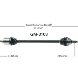 Fits 1984-1988 Pontiac Fiero Manual Transmission Rear Passenger Side CV Axle