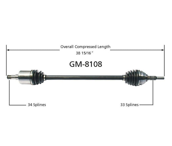 Fits 1984-1988 Pontiac Fiero Manual Transmission Rear Passenger Side CV Axle