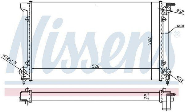 Nissens 651511 Radiador VW 20 5/8 x 12 5/8 x 1 1/4 El núcleo debe medir el núcleo 