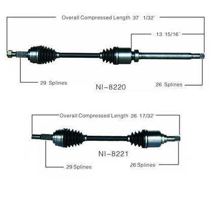 Fits Nissan Sentra 07-12 2.0L Manual Transmission Front Left & Right CV Axles