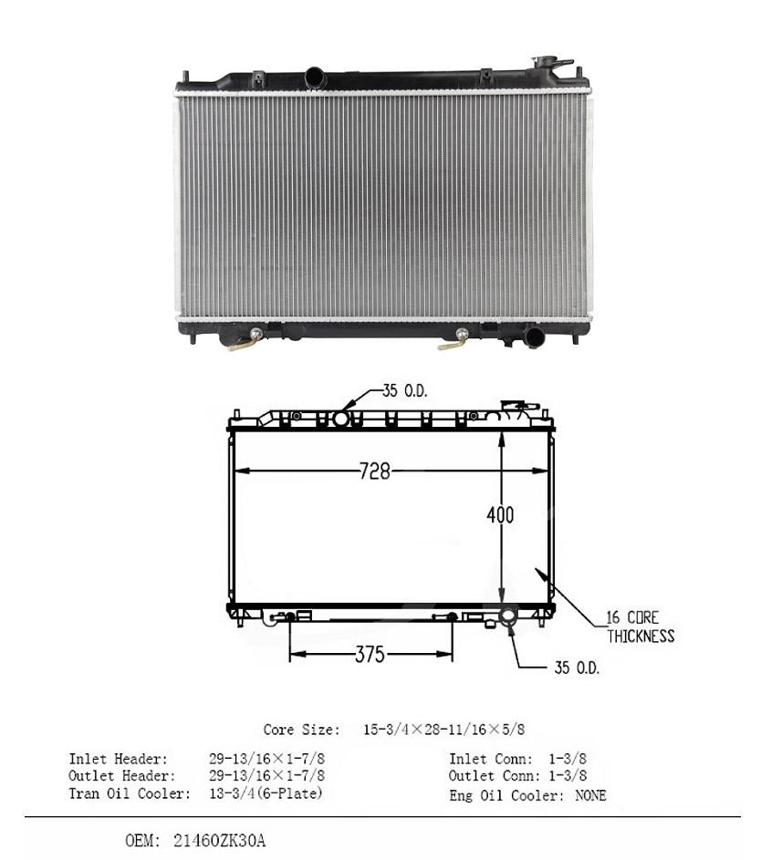 Maxima 3.5L 2007-2008 Radiator Onix OR13005
