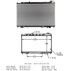 Maxima 3.5L 2007-2008 Radiator Onix OR13005