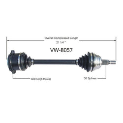 Beetle 2.0L 1998 A/T Front Driver Side Cv Shaft Axle