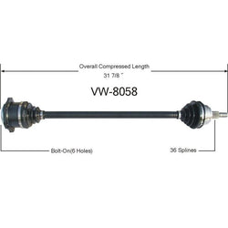 Beetle 2.0L 1998 A/T Front Passenger Side Cv Shaft Axle