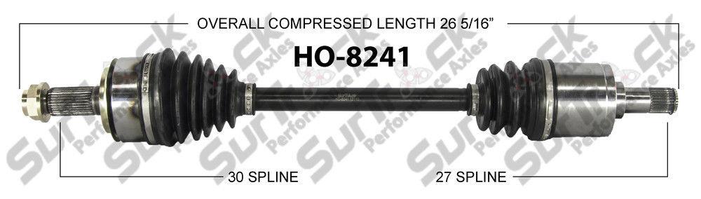 SurTrack HO-8241 CV Axle Shaft - New, Front Left