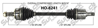 SurTrack HO-8241 CV Axle Shaft - New, Front Left
