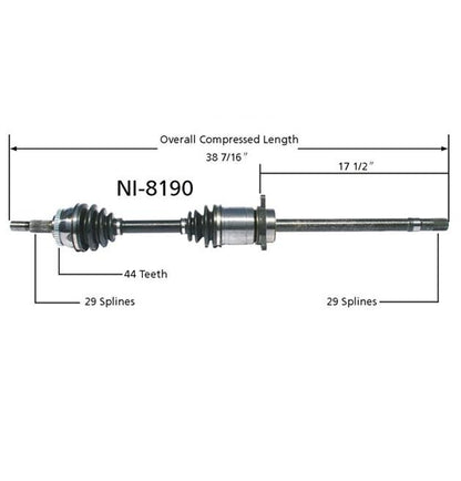 A/T a 01/04 Eje CV de pasajeros delanteros para ALTIMA 02-04 y MAXIMA 04 3.5L