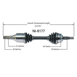 I30 00-01 & MAXIMA 01 3.0L A/T Front Driver CV Shaft Axle