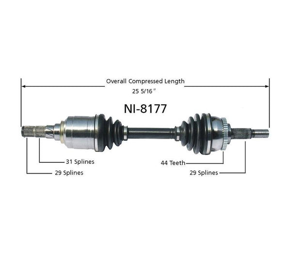 I30 00-01 & MAXIMA 01 3.0L A/T Front Driver CV Shaft Axle