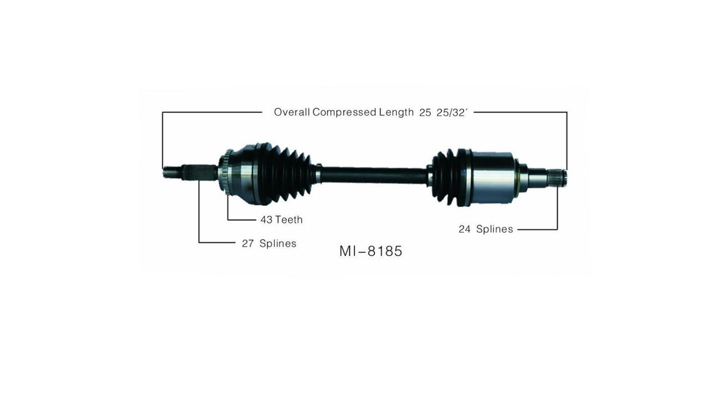 MI-8185 CV Axle Shaft - New, Front Drivers Side Manual Trans 06-11 Eclipse 3.8L