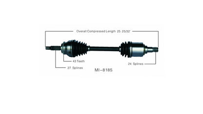 MI-8185 CV Axle Shaft - New, Front Drivers Side Manual Trans 06-11 Eclipse 3.8L