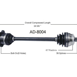 SurTrack AD-8004 CV Axle Shaft Passengers Side With Manual Transmission