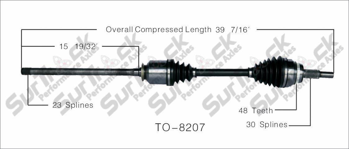 Eje SurTrack TO-8207 CV - Nuevo, delantero derecho, se adapta al lado del pasajero AWD 