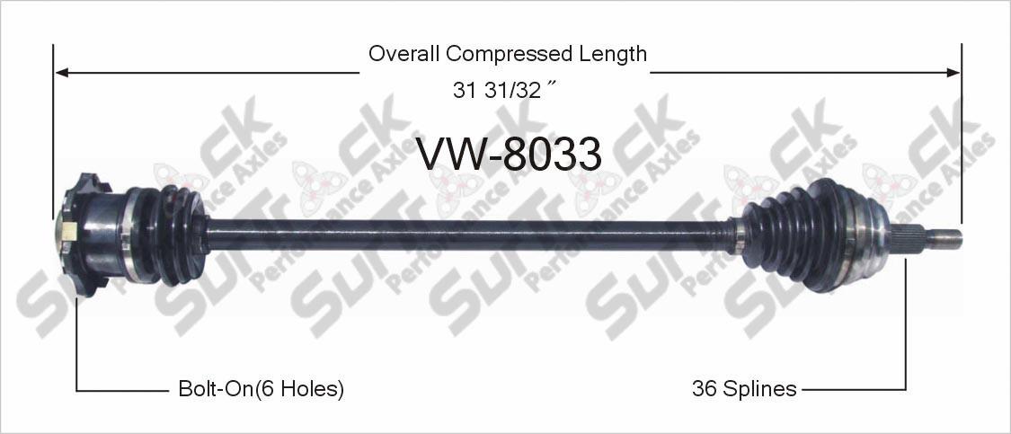New CV Drive Axle Shaft Fits TT Beetle, Golf, Jetta 1999-09 Front P