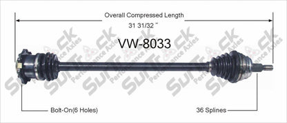 New CV Drive Axle Shaft Fits TT Beetle, Golf, Jetta 1999-09 Front P