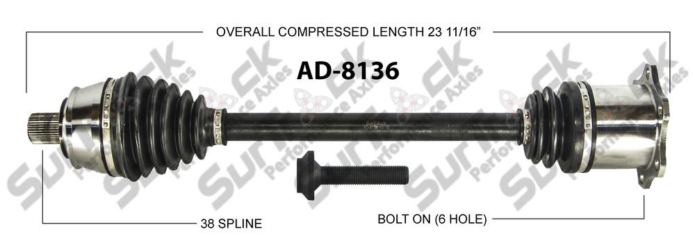 CV Drive Axle Shaft Fits Audi A6 3.0L, 4.2L 6 spd A/T 2005-10 Front D