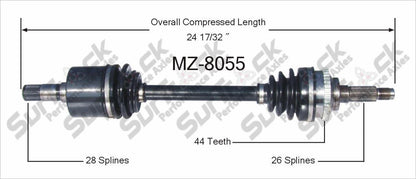 CV Drive Axle Shaft Fits Mazda MX-3, Protg 1992-98 Front D